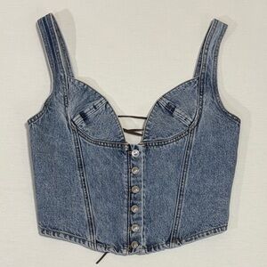 Princess Polly Coulter Denim Corset Top Lace Up Back Size US 2 NWT